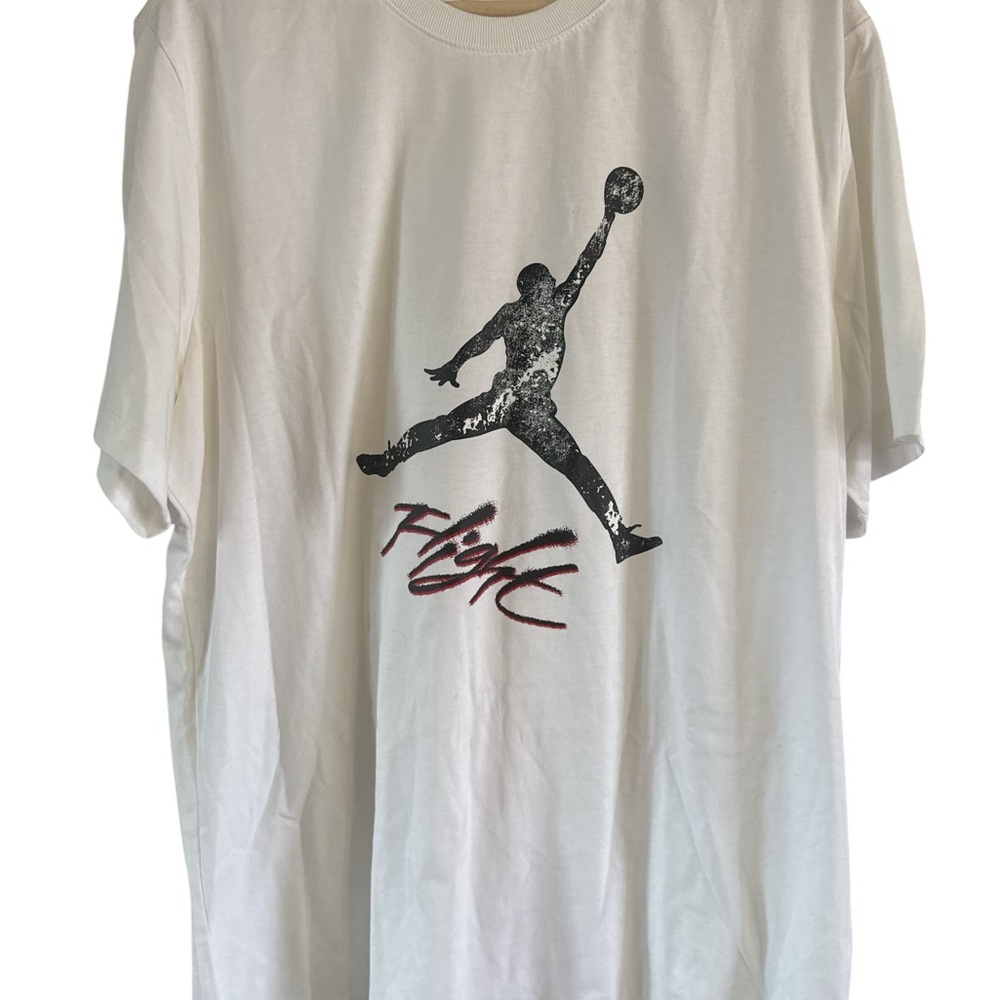 Jordan White Tee with Black and Red Graphic